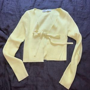 Zara Tie-Front Cardigan size Med (fits small!)- Electric Green